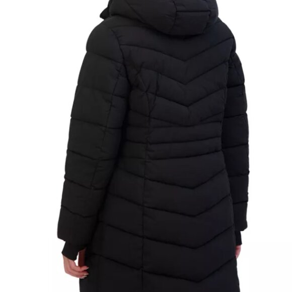 Sebby Collection Women's 3/4 Hooded Stretch Puffer Coat - Picture 2 of 4